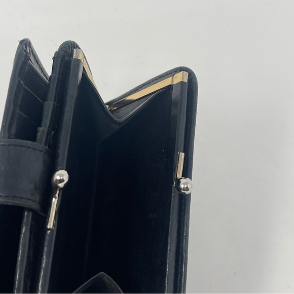 Coach Bifold Wallet Black Leather Women's 10 Slots & Kisslock Coin Area Vintage - Picture 16 of 16